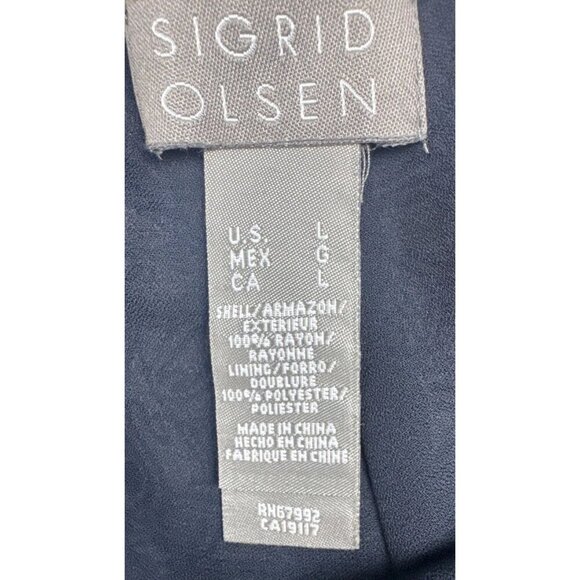 Sigrid Olsen Womens Navy Blue Tan Floral Lined Flowy Rayon Wide Leg Pants Sz L - Picture 6 of 11